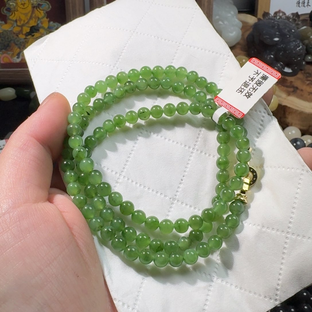 和田玉手串5未镶嵌