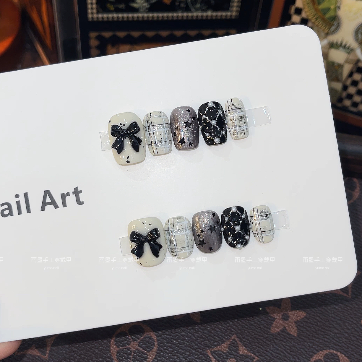 小香 纯手工穿戴甲显白蝴蝶结小香风可卸成品假指甲ins美甲贴片