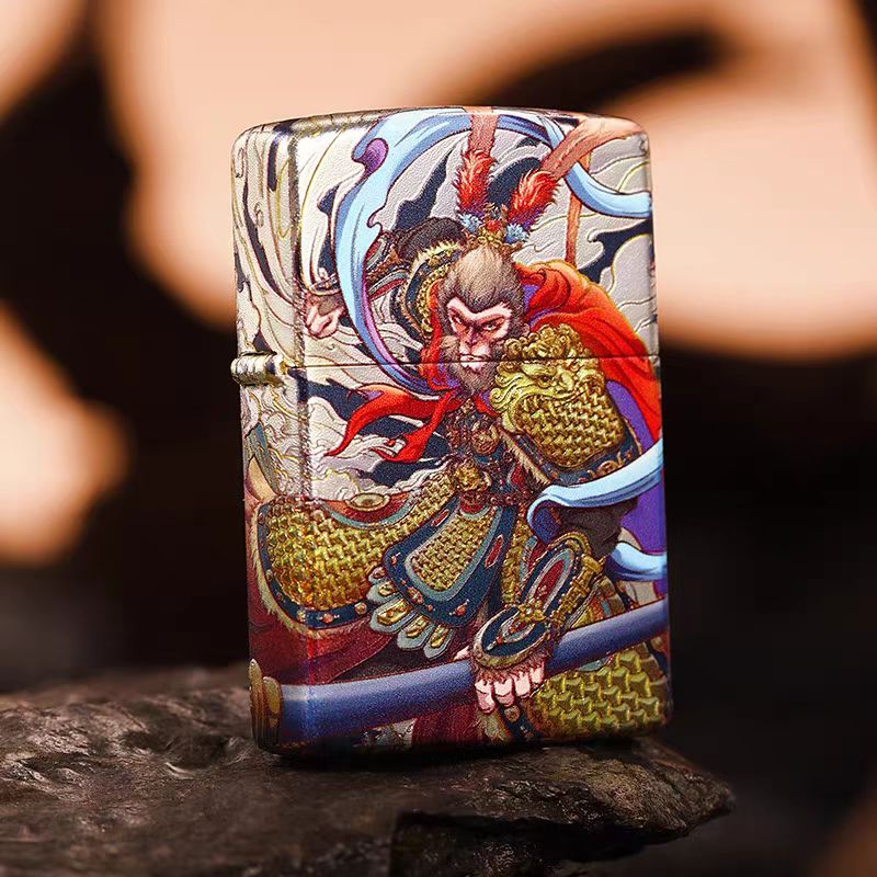 ZIPPO打火机正品/传统古法包银烫金美猴王防风送礼-PWJ1