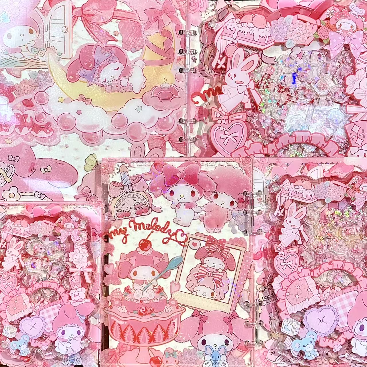 【新款粉色美乐蒂】高定摇摇本套餐活页本手工DIY收纳盒亚克力