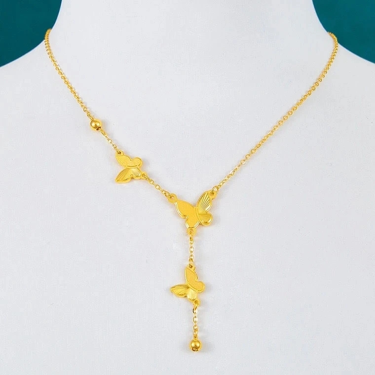 铜合金项链 时尚款蝴蝶流苏项链气质百搭仙女