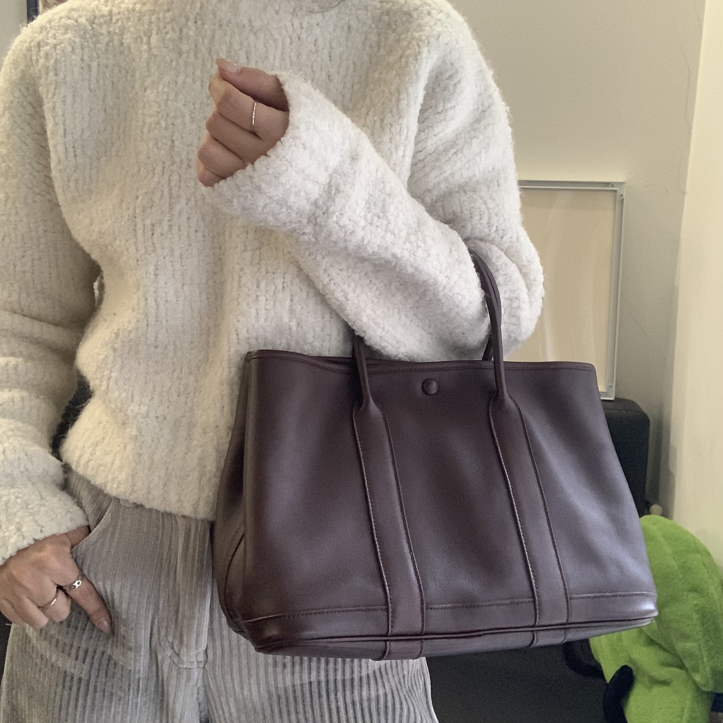 95新 Hermes/爱马仕 7 乌木色30全皮花园