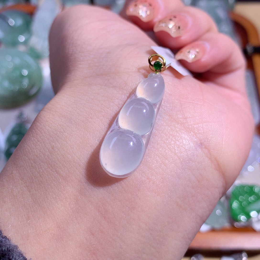 翡翠颈饰18K金镶嵌?***?冰福豆