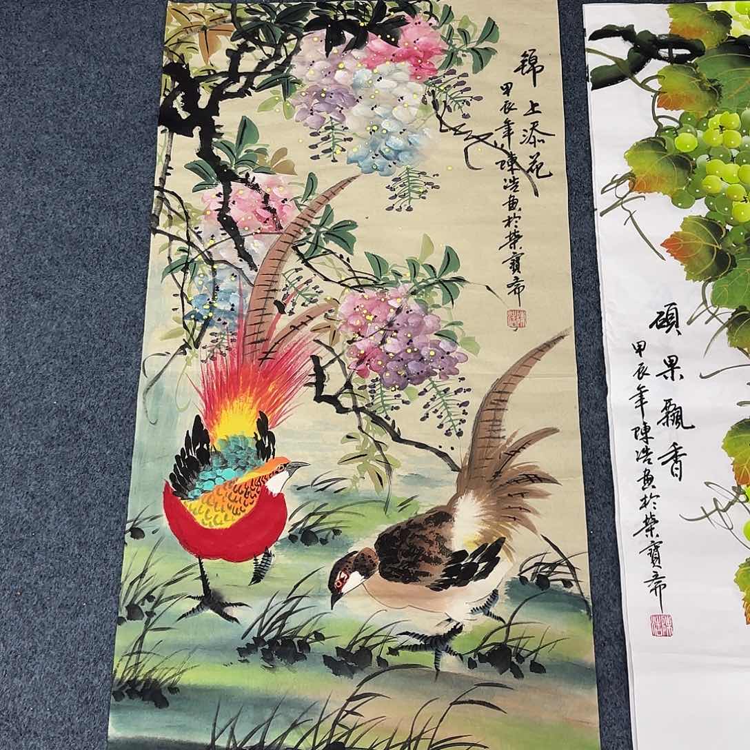 国画尺寸50X100手绘作品 