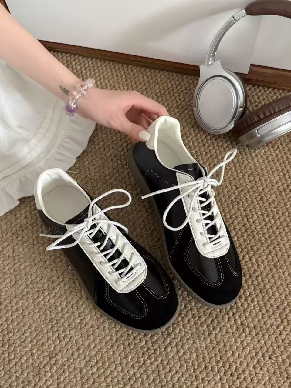 恩熙·韩版休闲真皮阿甘鞋德训鞋女鞋688