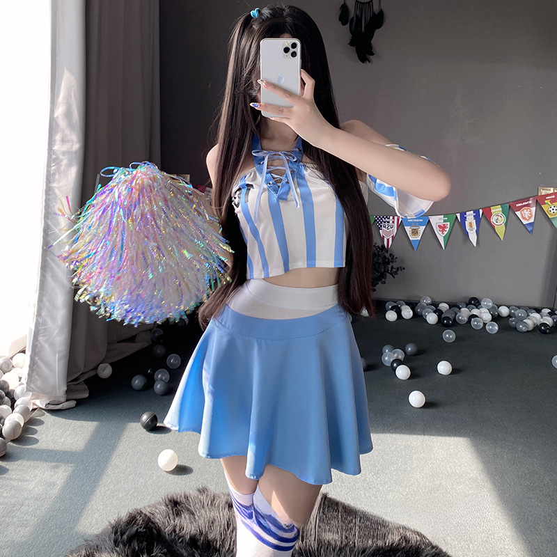啦啦队激情足球宝贝套装夏季短裙蓝色服装女装