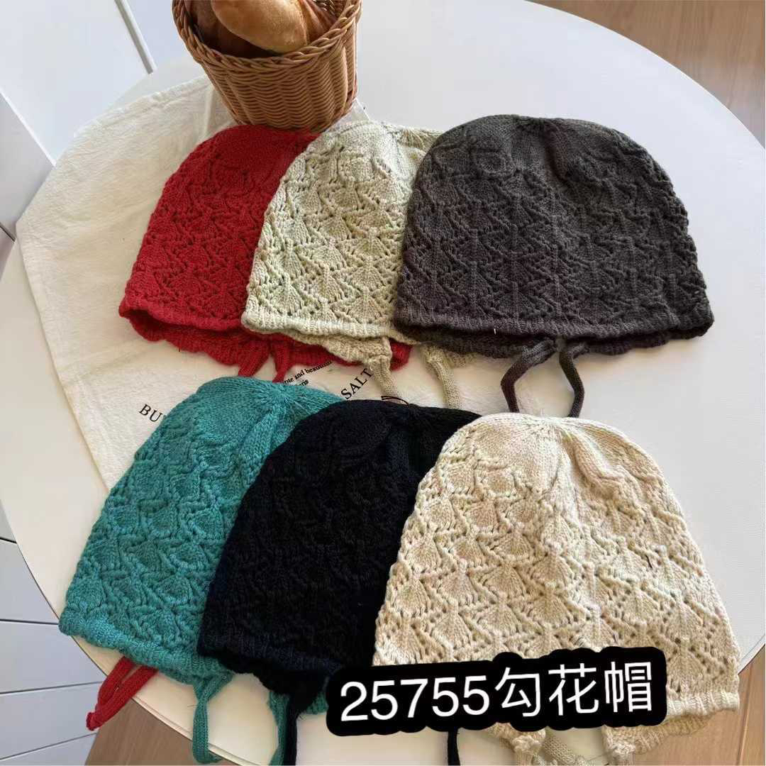 勾花毛线针织帽包头帽秋季民族风