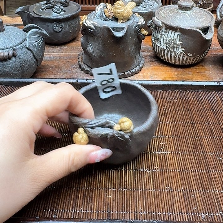 纯手工制作粗陶茶具