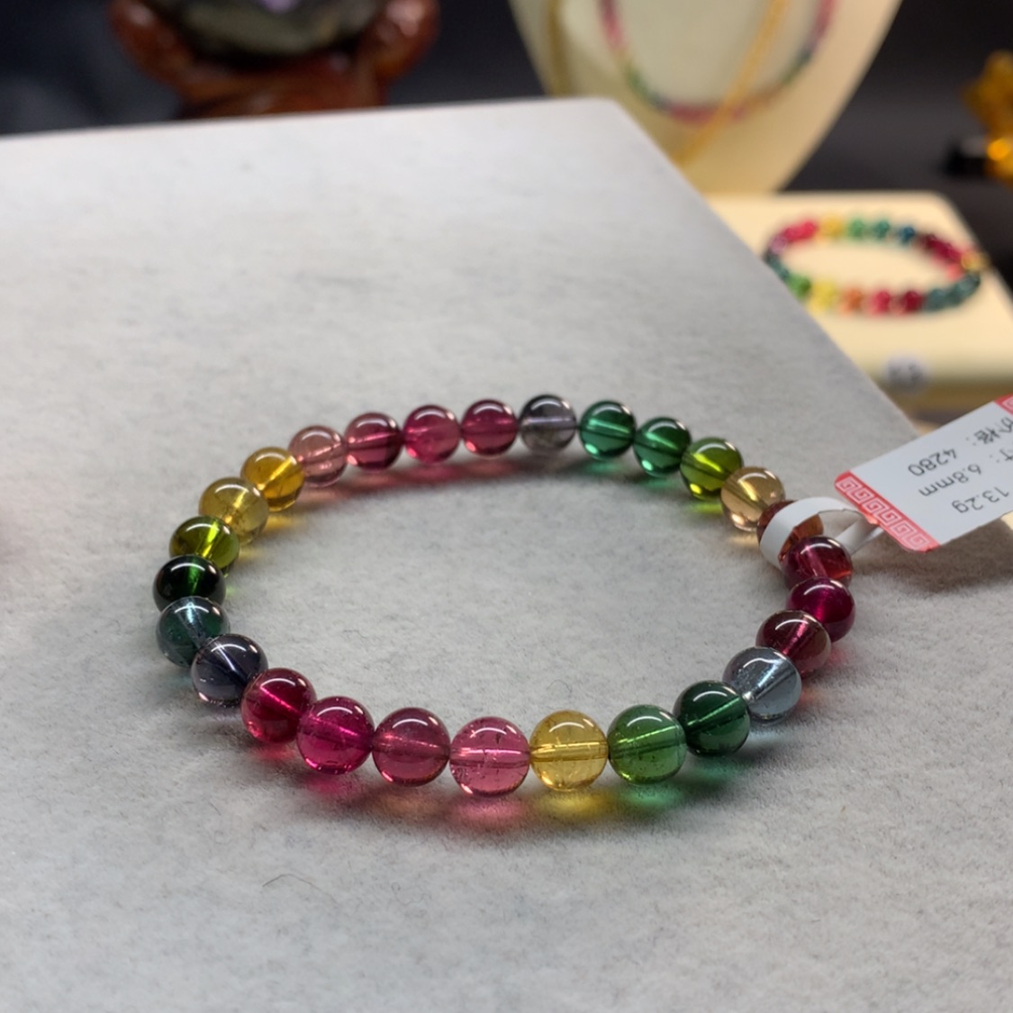 【闪购商品】未镶嵌手链碧玺艳丽色标单圈6.8