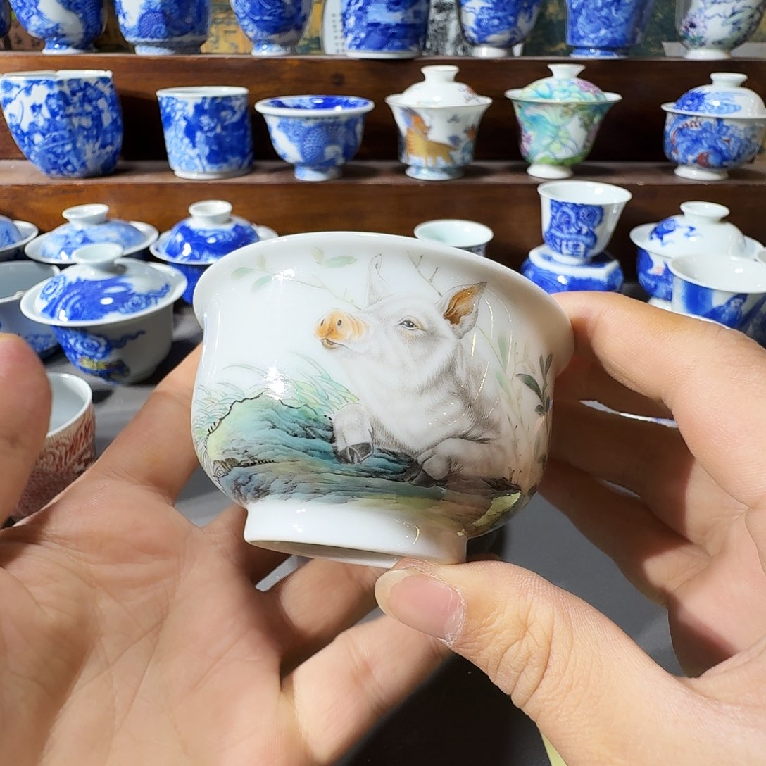 软***-泥塑主人杯手工手绘