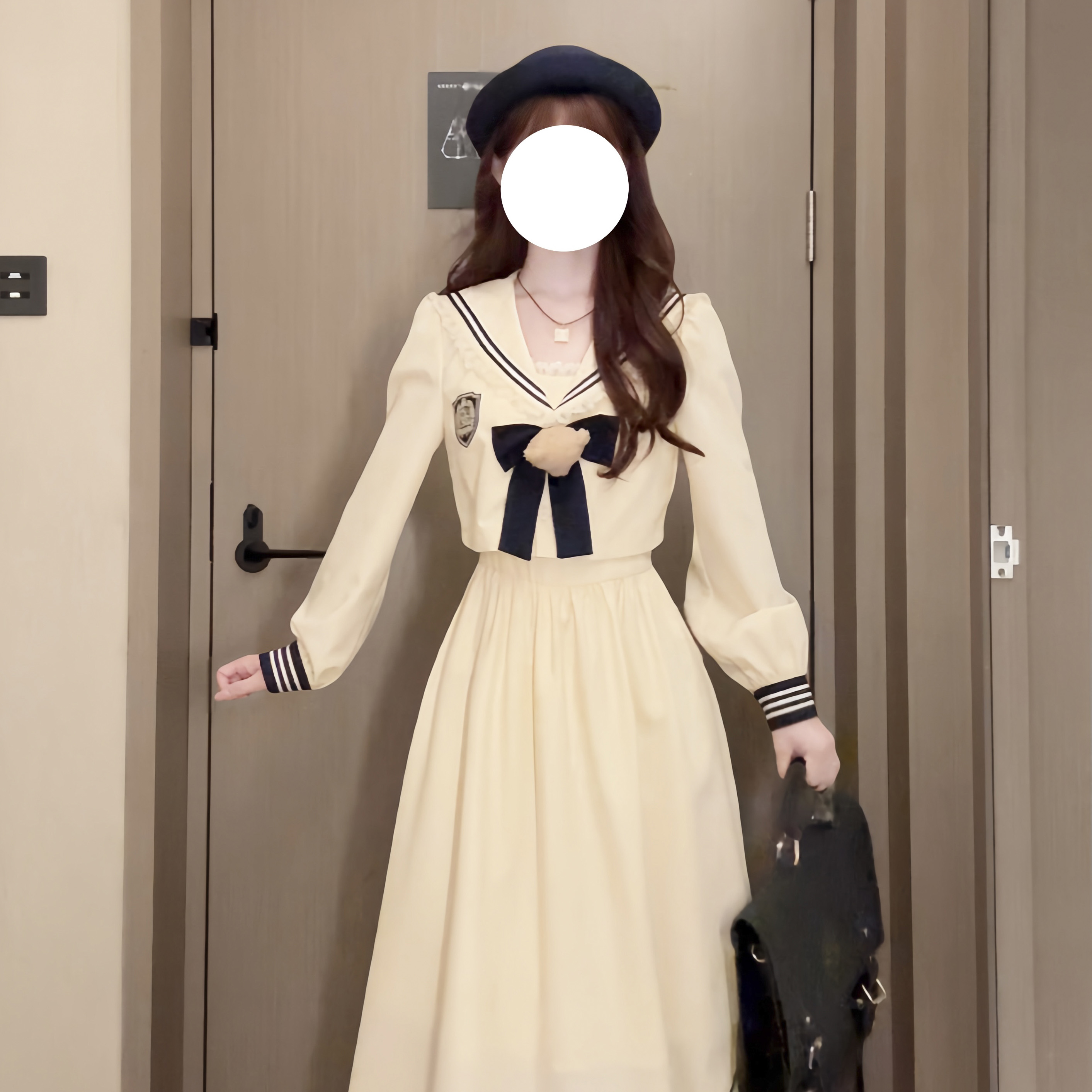 桔梗house 贩卖小熊【现货】温柔少女学院风短上衣长裙