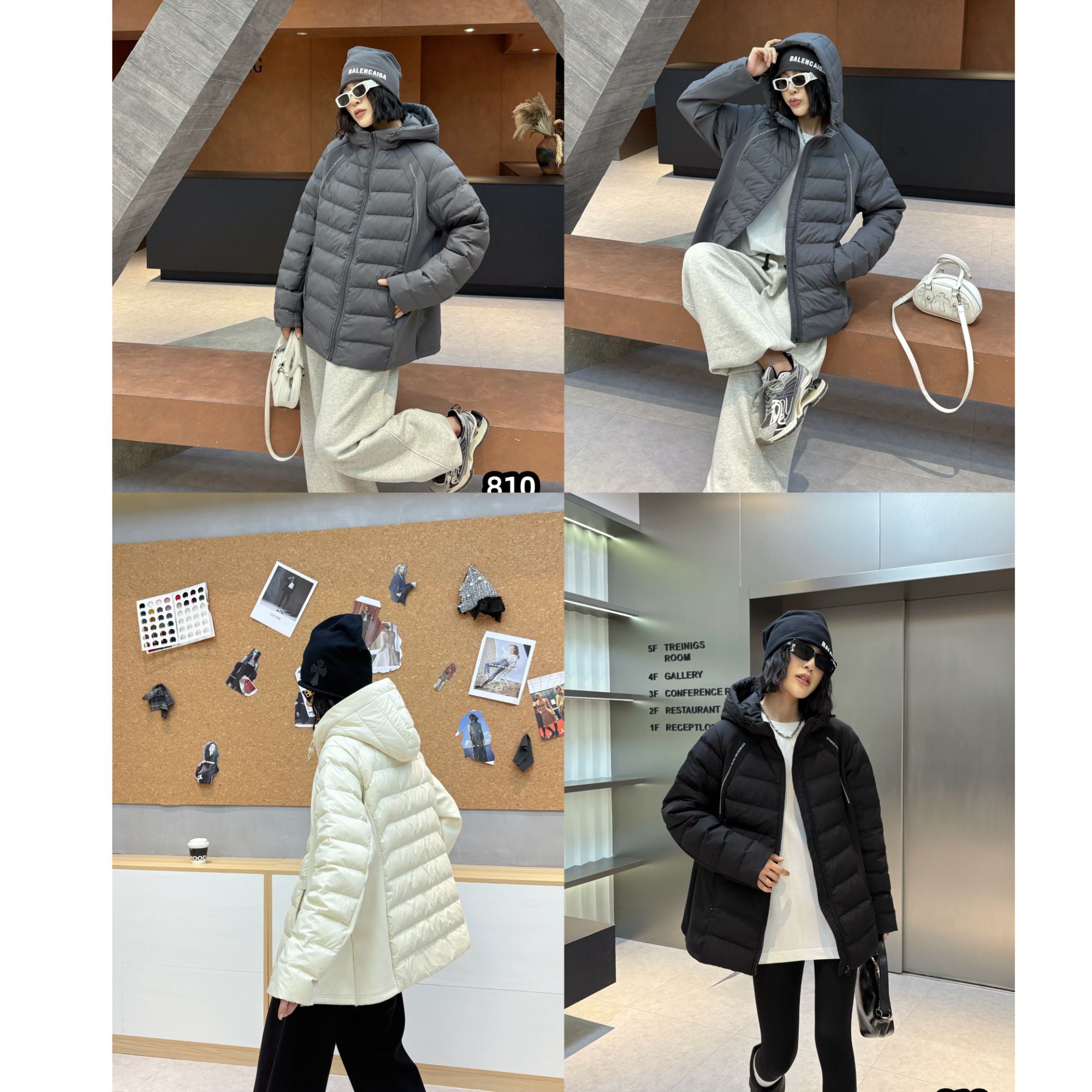 2025冬季新款拼接印字母特体大码棉服胖MM810-1