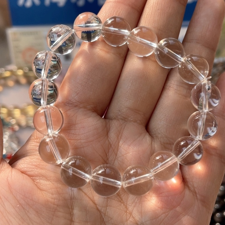 水晶手串未镶嵌纯净体白水晶双A