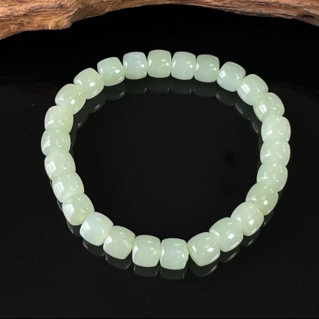 【善玉堂】和田玉直切手串 HL01H326【尺寸6*8mm+】多样性发一