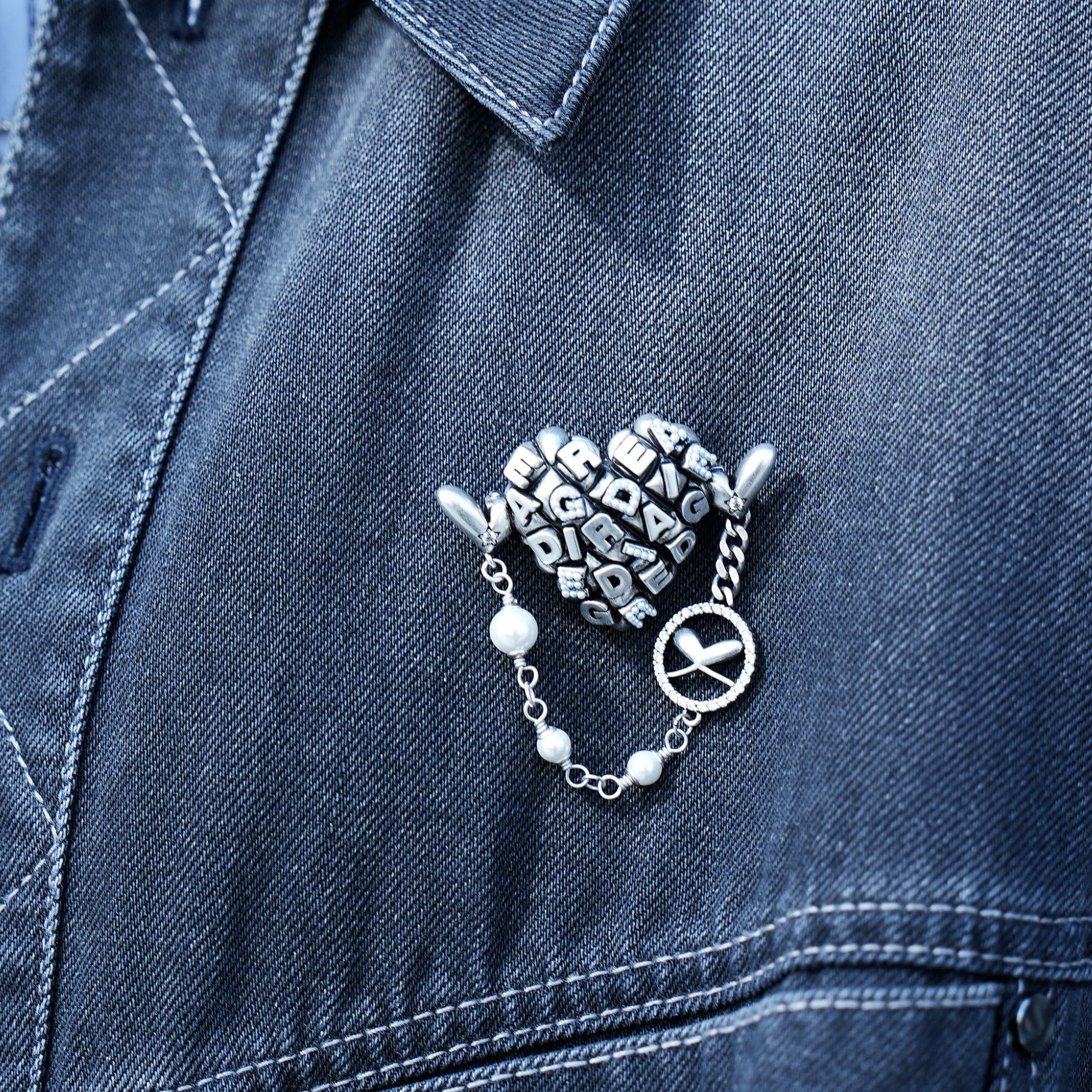 GIRDEAR/哥弟 铜合金贝壳胸针 爆款新款复古重工爱心胸针190029