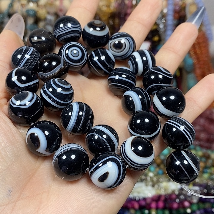 玛瑙/玉髓未镶嵌珠宝半成品天眼玛瑙卡16mm