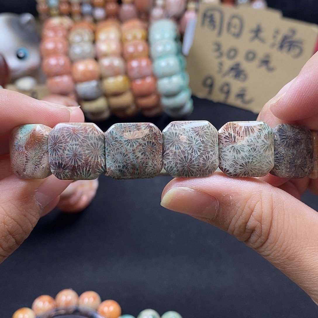 硅化珊瑚（珊瑚玉）手牌 未镶嵌2