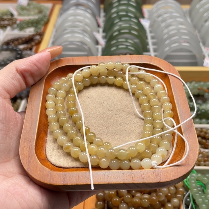 和田玉珠串6mm未镶嵌