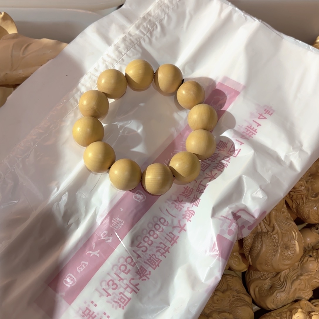 @***@木黄杨手串桃木金钱牛