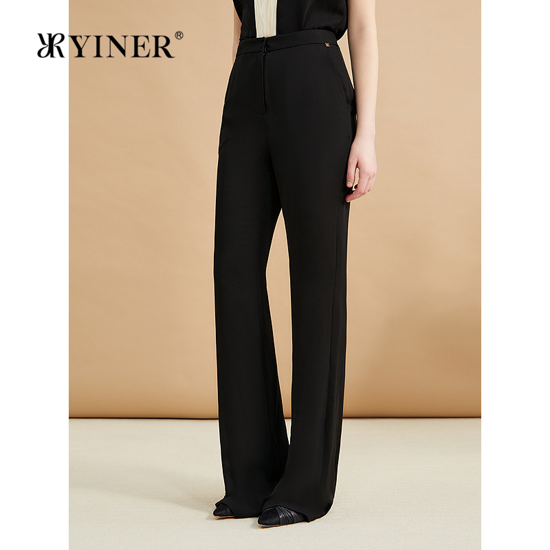 YINER音儿专选秋弹力细斜纹职场通勤烟管长裤锥形休闲裤