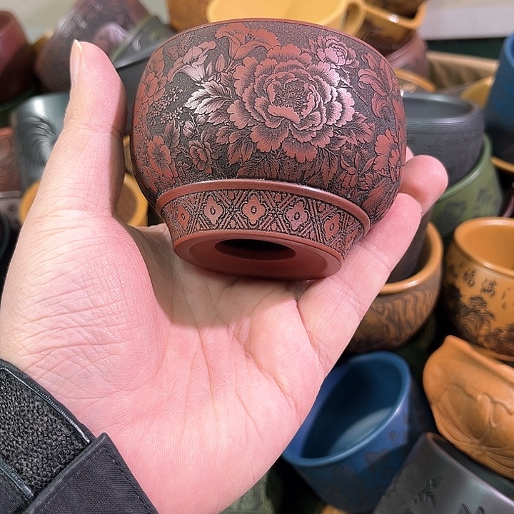 茶杯绿泥全手工紫砂主人杯