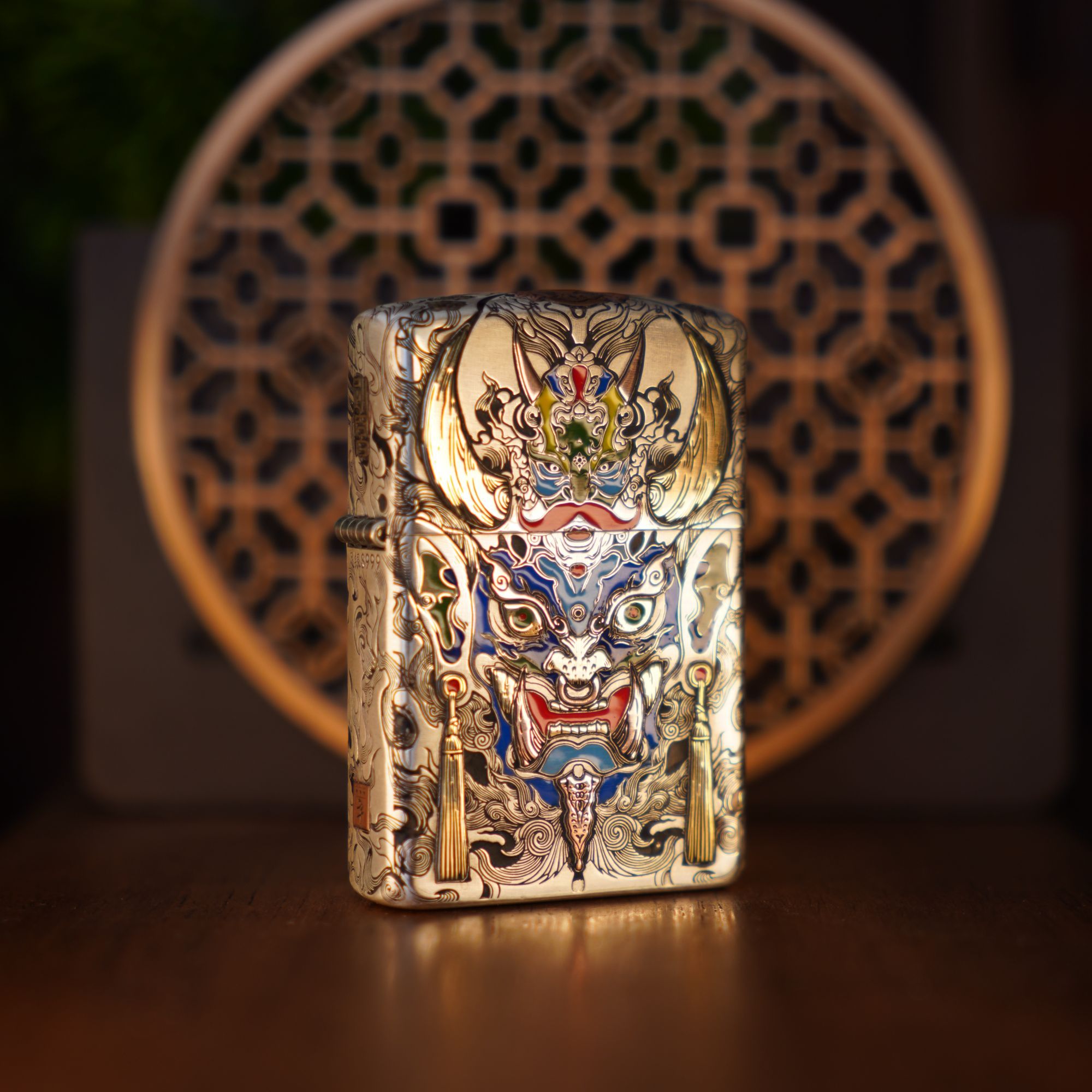 银匠村SILVIL防风打火机999银《傩》系列手工制作双旦礼物对象礼盒