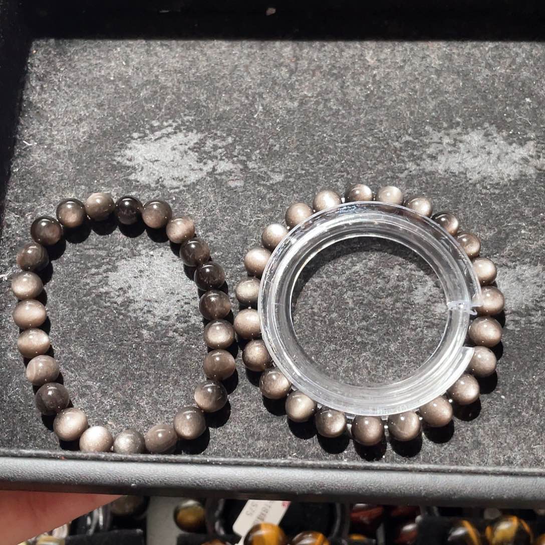 黑曜岩未镶嵌手链水*木