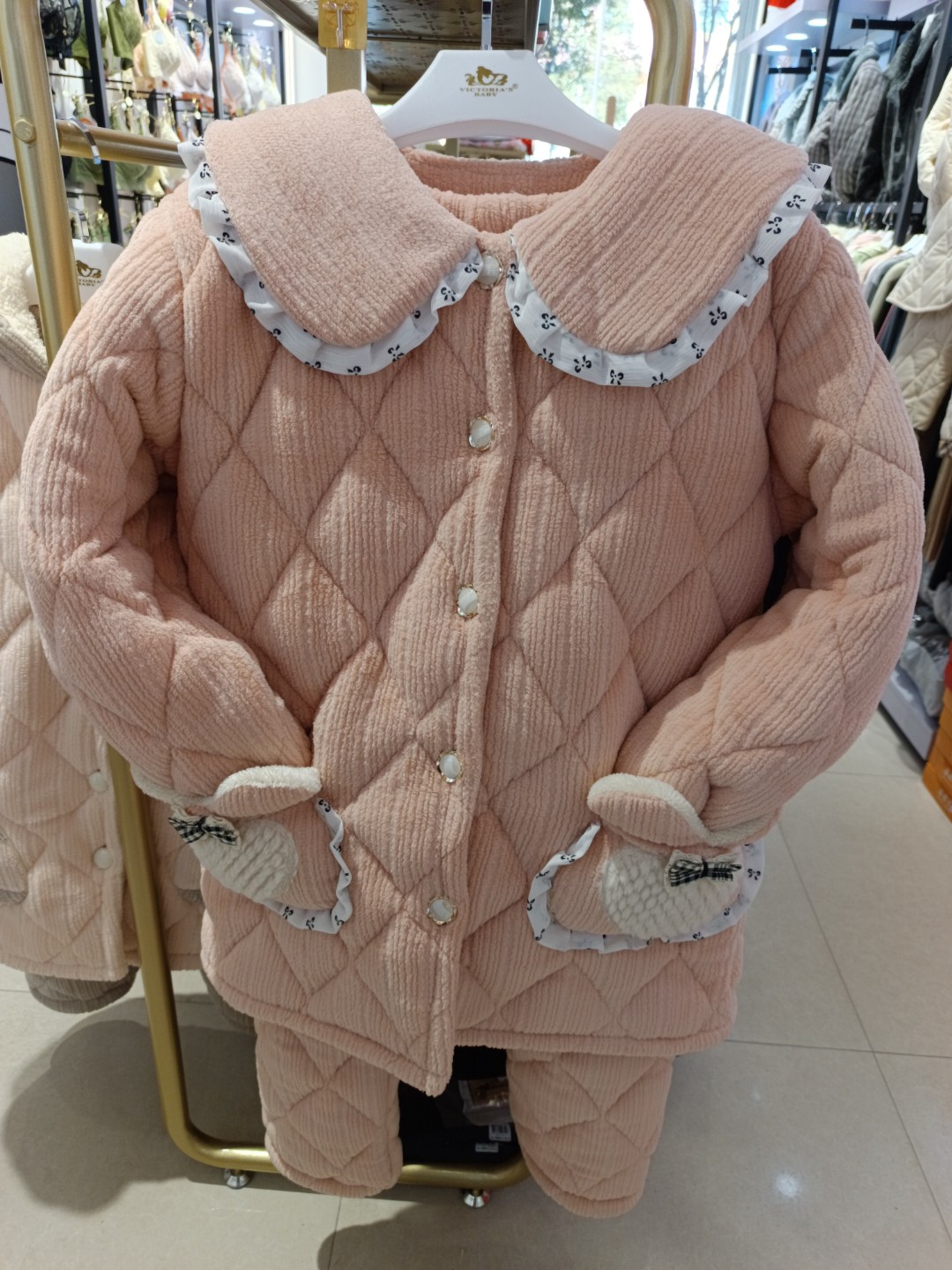 女士珊瑚绒粉色公主风新款睡衣可家居可外穿