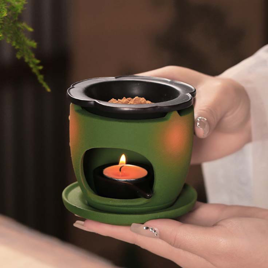陶瓷隔火熏香茶蜡香粉精油香薰干烧烘烤烤茶香薰炉绿色香薰炉安神