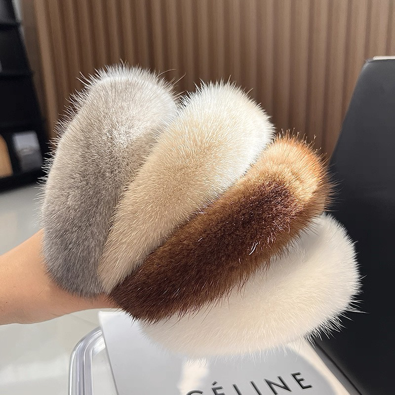 秋冬毛宽边发箍女高颅顶显脸小洗脸压发气质百搭水貂毛头饰
