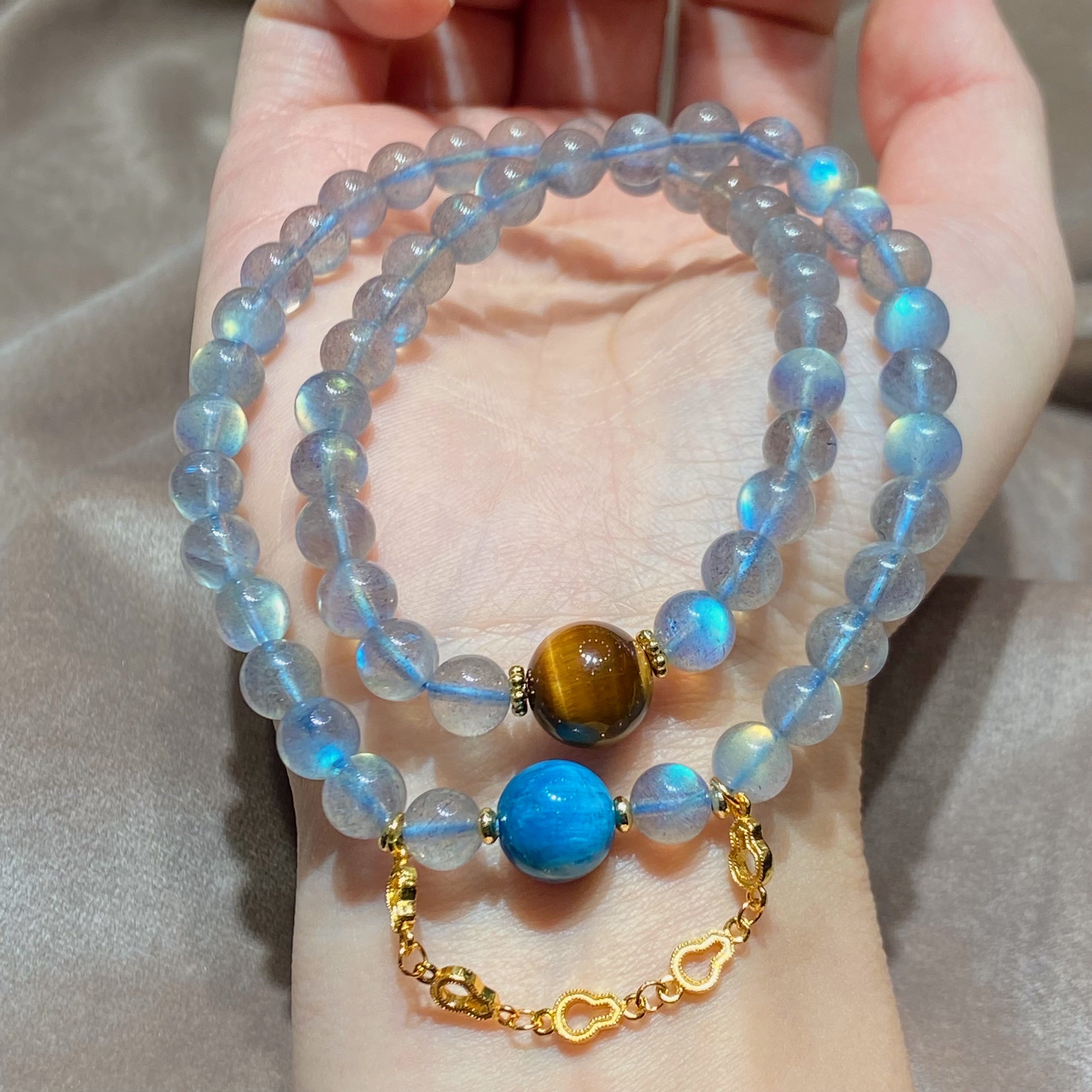 天然拉长石diy手链-多样性发一-珠径约6mm-YGS017