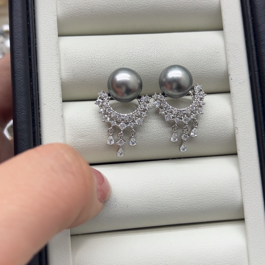 耳饰海水珍珠银S925镶嵌