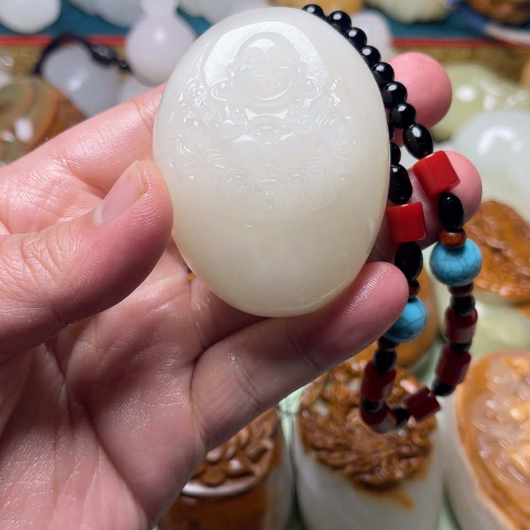 石***.石材天然方解石手把件不退换