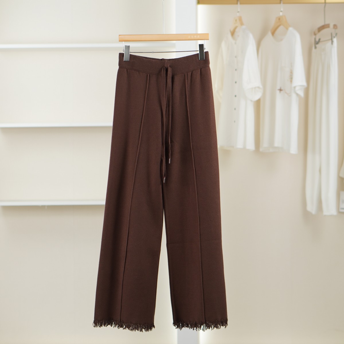 麦迪尚品【达】51213337 复古百搭直筒针织长裤春秋女装品牌折扣