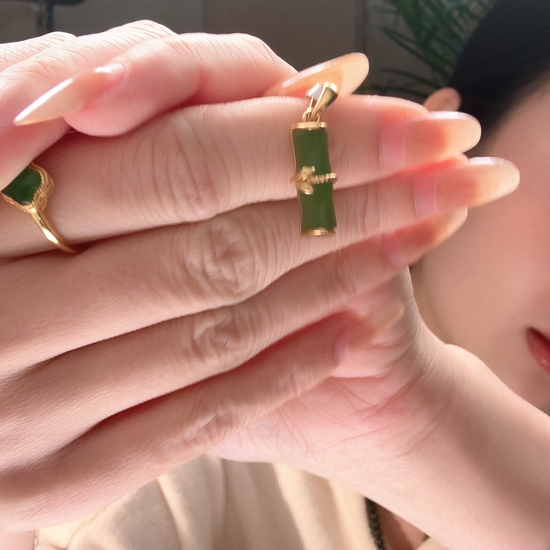 和田玉颈饰银S925镶嵌