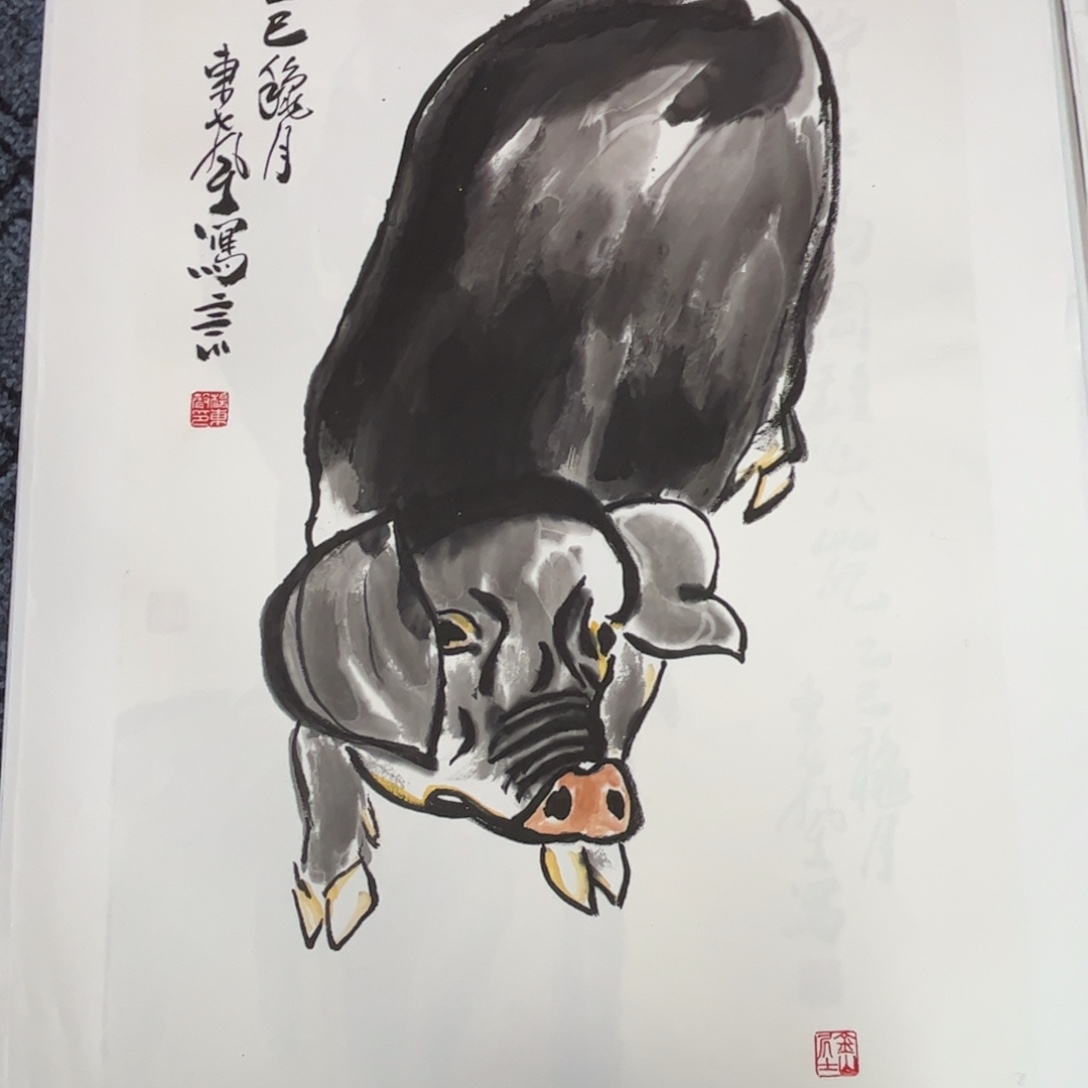 国画四尺三开花鸟作品