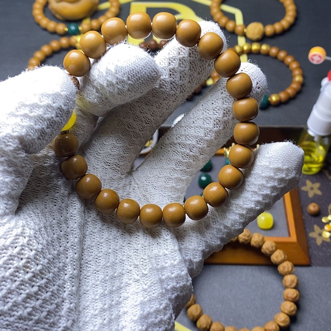 ·***猴头核桃手串猴头老型蜡圆珠双福