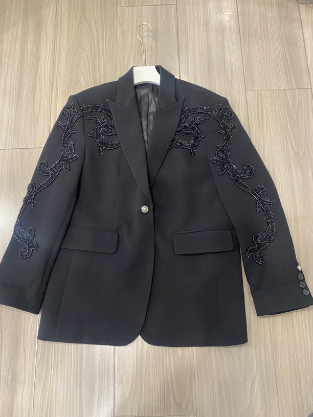 轻奢潮流宽春季秋季厚款设计师印花经典西服