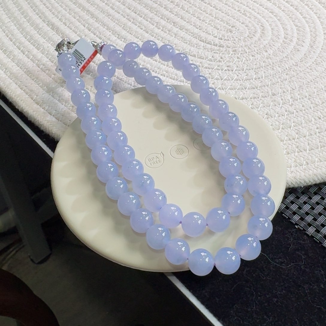 翡翠颈饰未镶嵌冰胶浓紫长串10mm