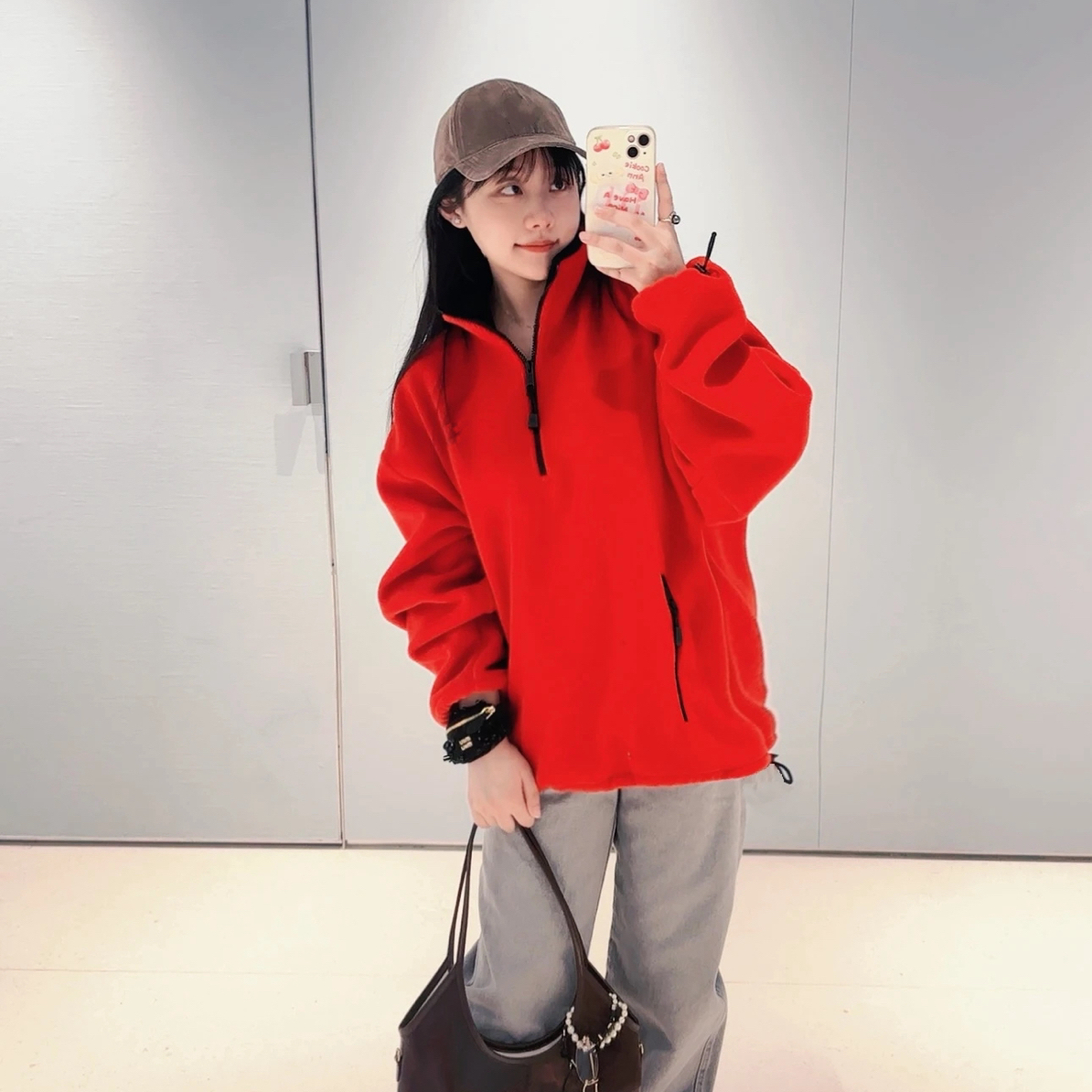 新年圣诞款妹妹家摇粒绒半拉链