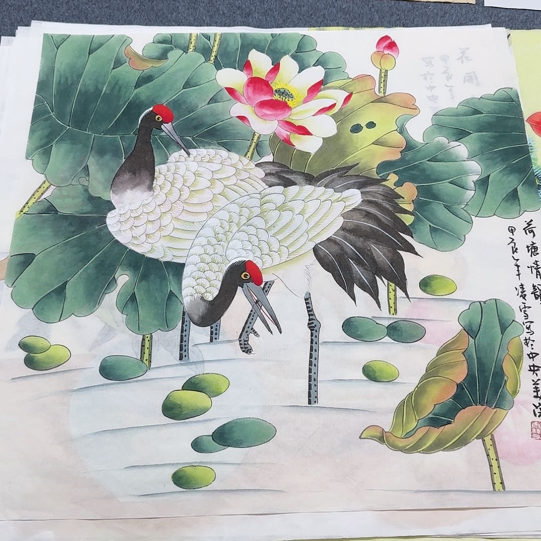 国画尺寸70X70手绘作品