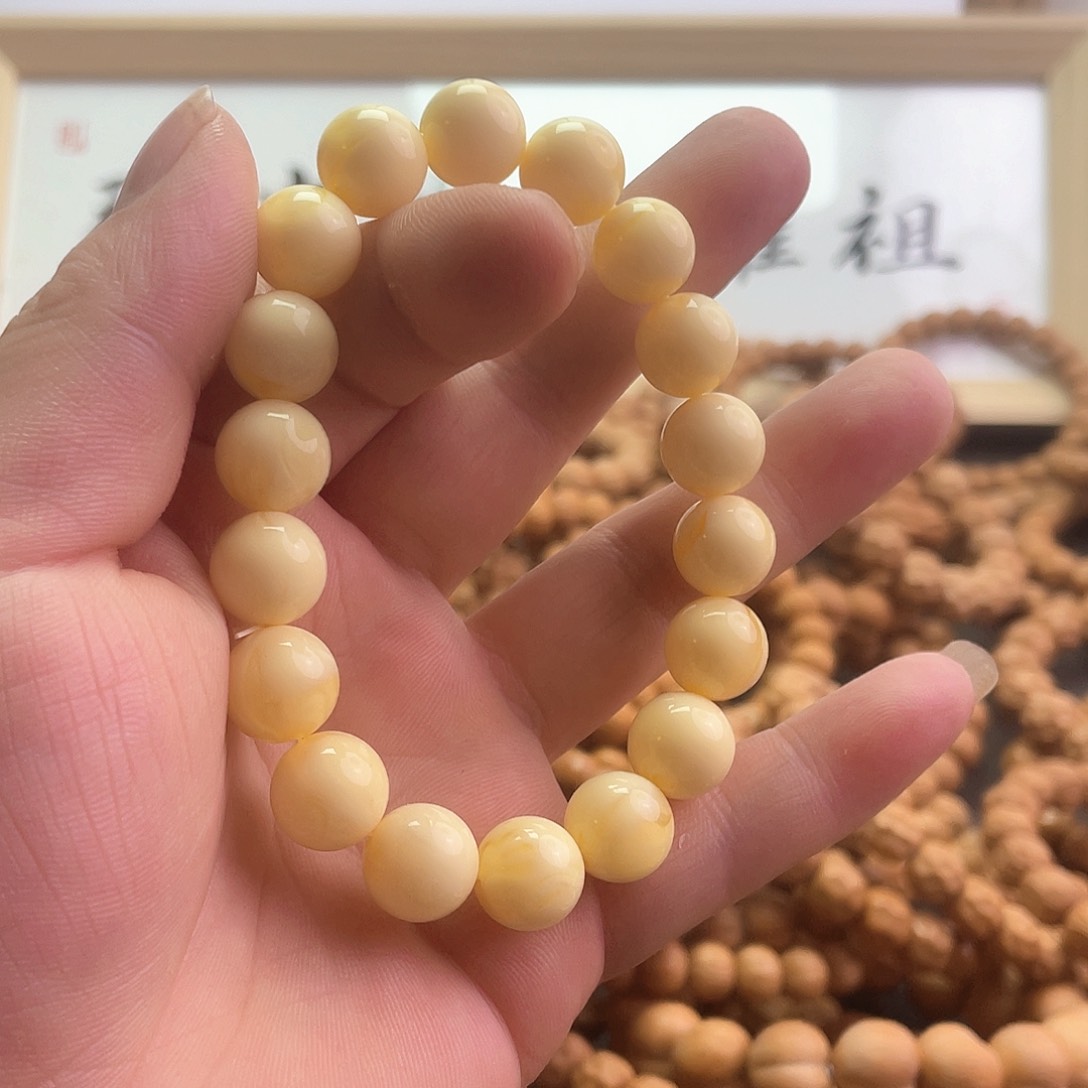 【步贰】二代蜜蜡手串单颗尺寸11.5mm一串20颗