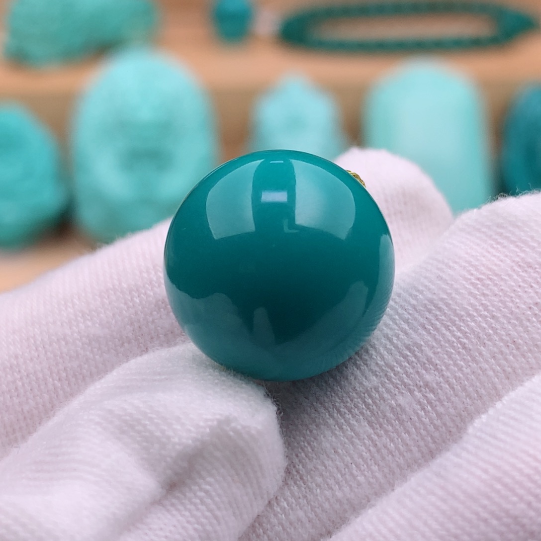 绿松石珠宝奇石未镶嵌16.2mm