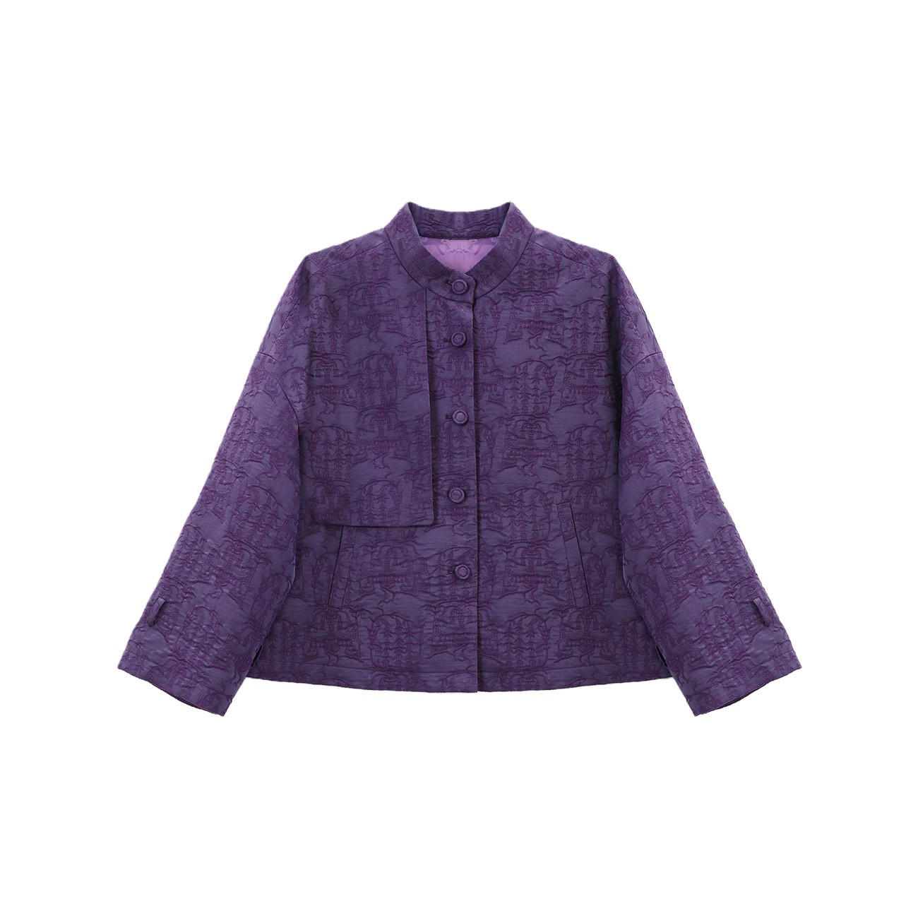 【小水专属】紫色油丝麦穗纹短风衣外套  25081