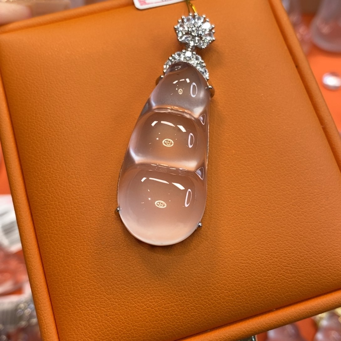 石英质玉福豆银S925镶嵌柚*?