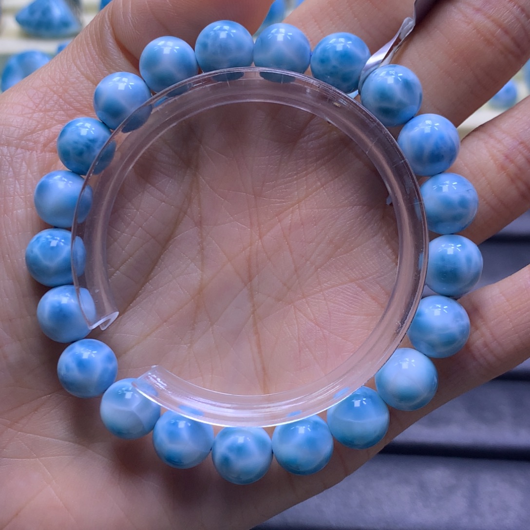 针钠钙石（海纹石）未镶嵌手链精品满纹9mm手串