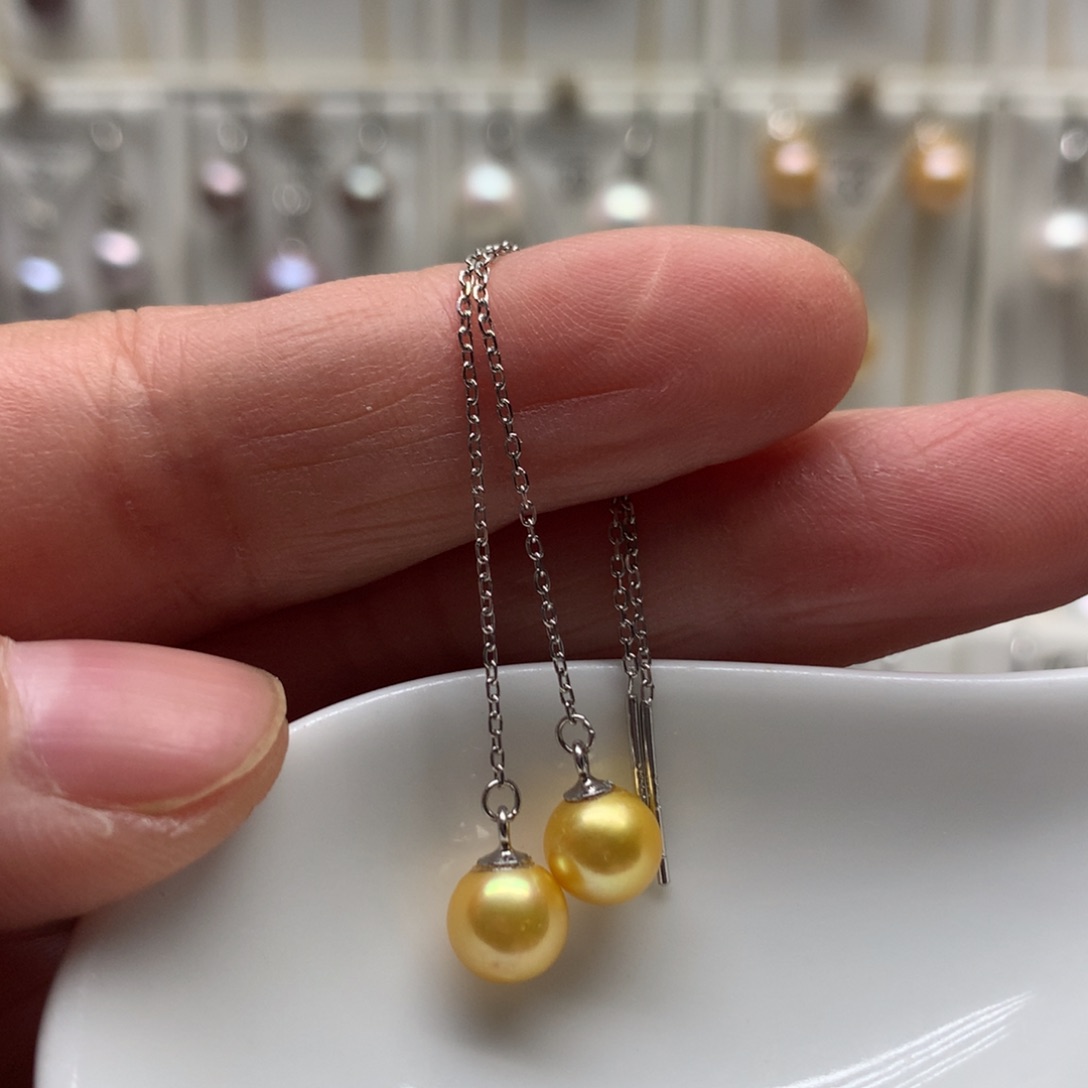 银S925镶嵌淡水珍珠耳饰