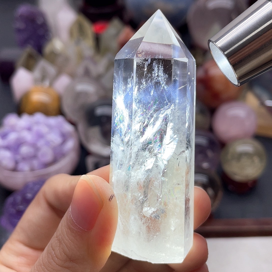 珠宝半成品未镶嵌水晶14蓝针柱无裂