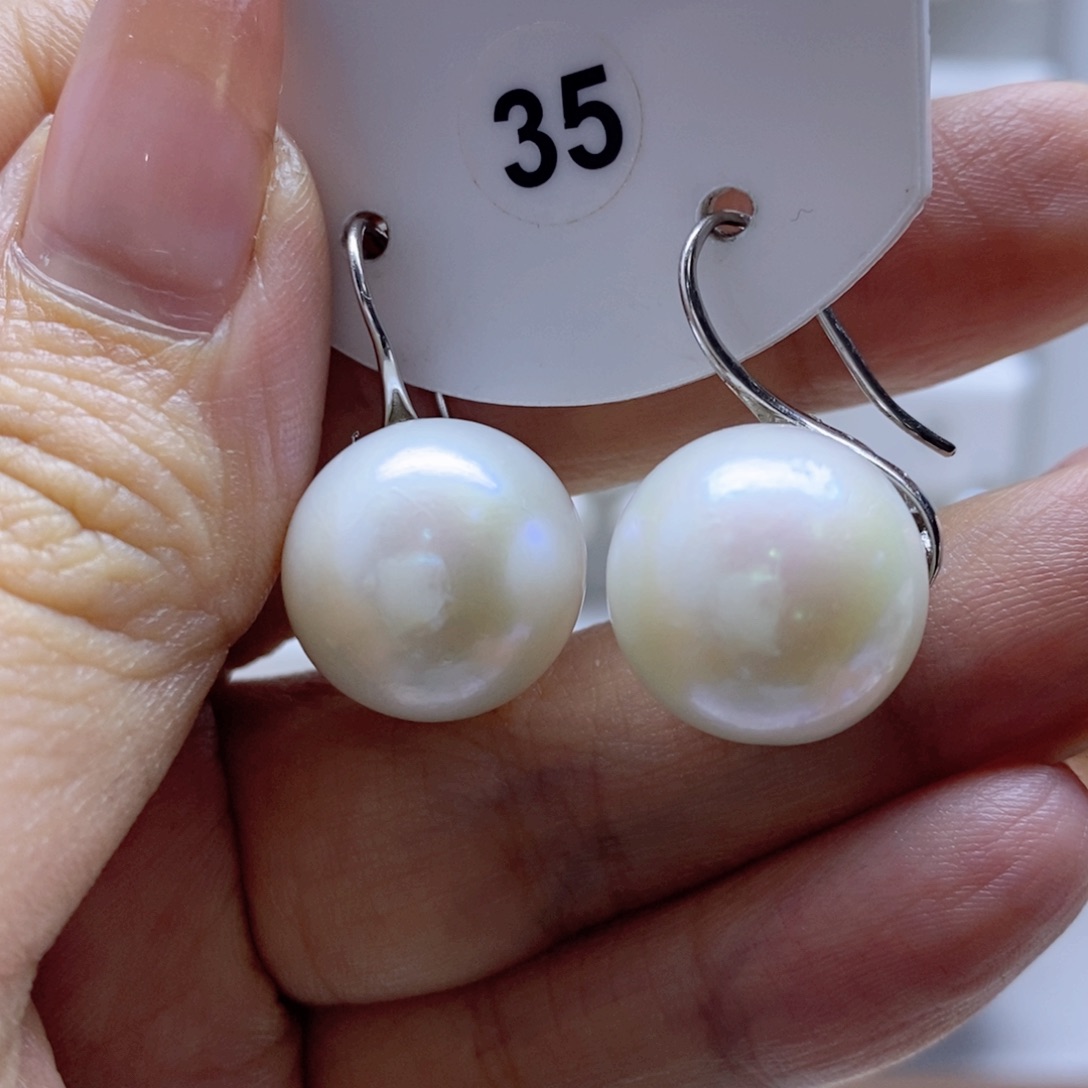 淡水珍珠耳饰银S925镶嵌
