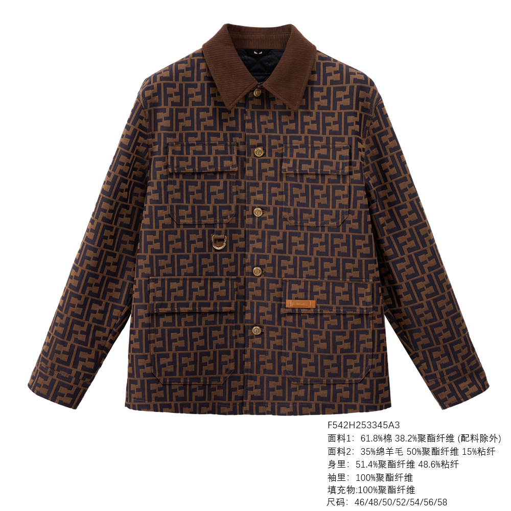 FENDILOR小怪兽25年秋冬款男士间棉外套F542H253345A